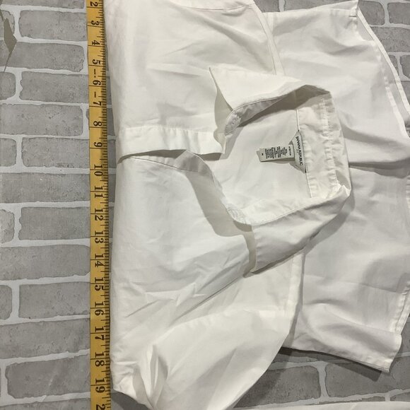 Banana‎ Republic Y2K Women's Babydoll Blouse Sz M White Stretch Collared Preppy - Picture 11 of 13